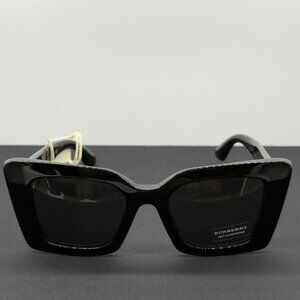 Burberry Sunglasses B 4344 3001/87 Polished Black Grey Lens Gold Logo READ